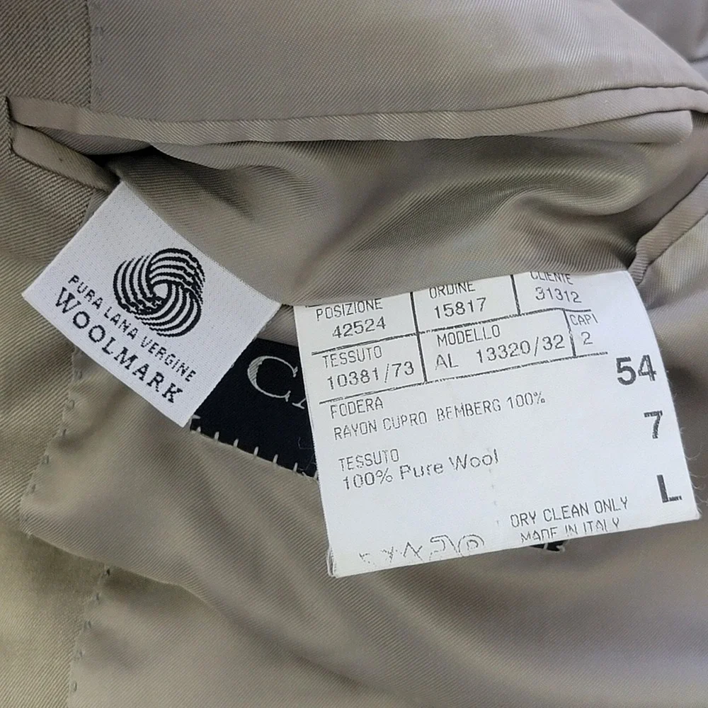 Canali James Sport Coat Blazer Pale Mens 54 Beige Jacket Pure Wool‎ Notch Lapel